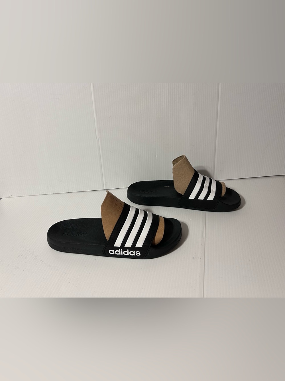 Adidas black/white slide sandals men size 12